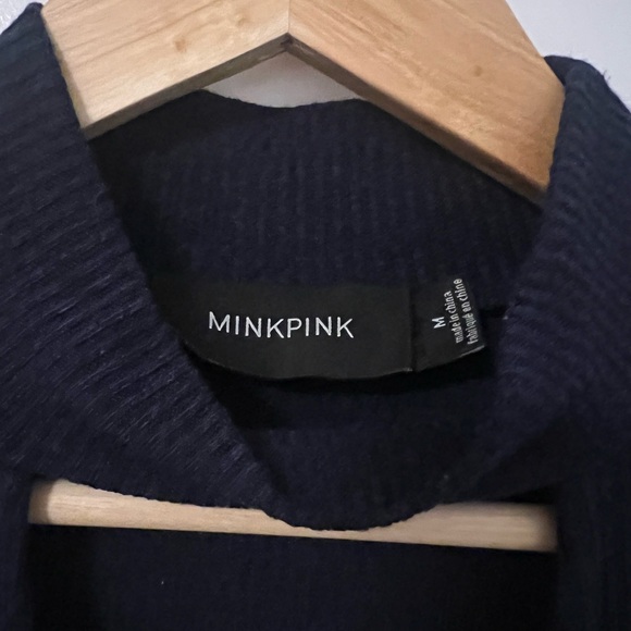 Navy Blue Turtle Neck with Peekaboo Neck - Picture 3 of 4